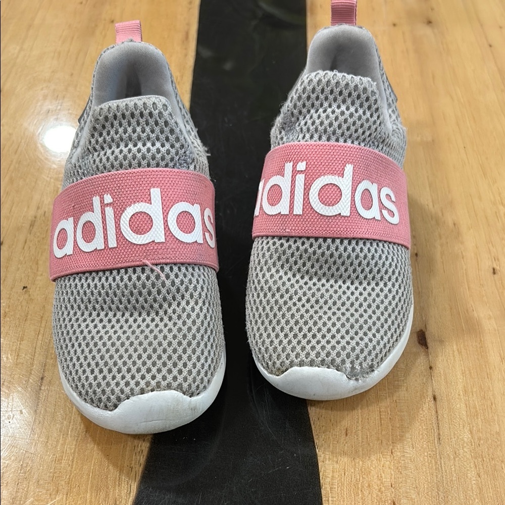 Adidas Kids Gray and Pink Slip-On Shoes